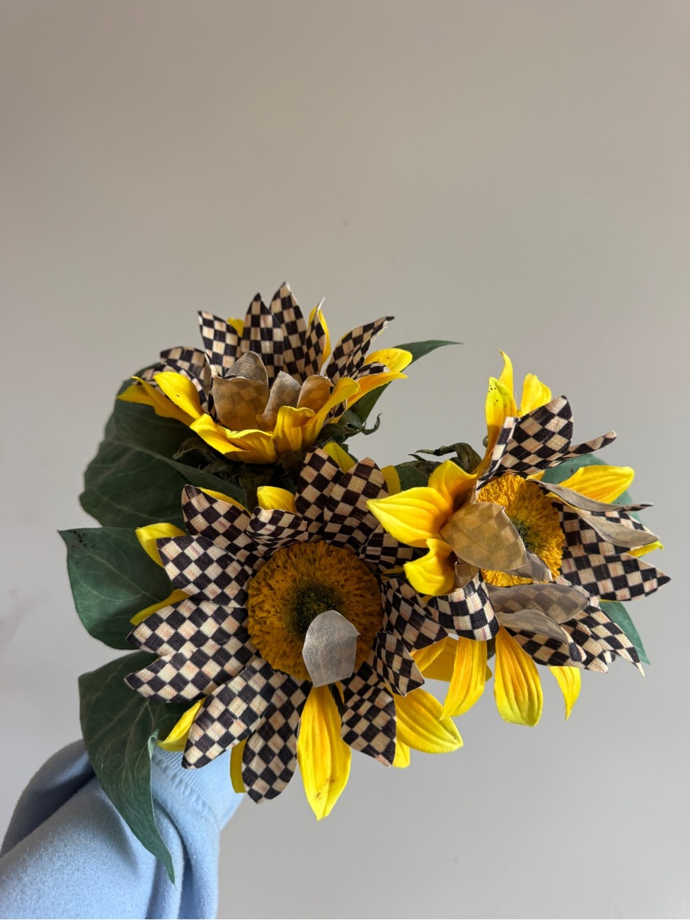 MacKenzie-Childs Yellow Sunflower Bouquet with Checker Petals